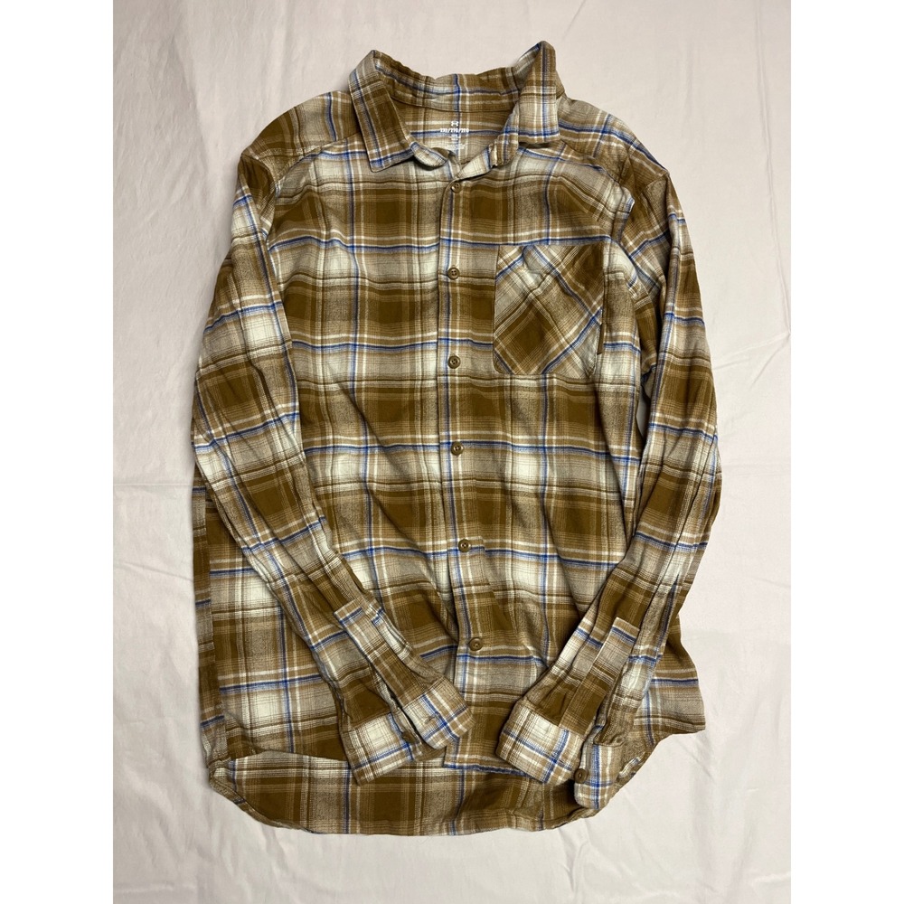 Under‎ Armour Mens 2XL Flannel Shirt Plaid Brown Blue Cotton Loose Fit 1358999